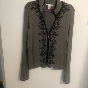 CABI - Dual Zipper Grey Cardigan